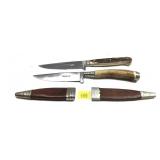 Lot: 2- German Stag Handle Knives with leather