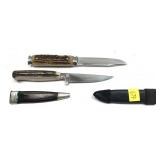 Lot: 2- German Stag Handle Knives with sheaths