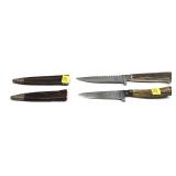 Lot: 2- German Stag Handle Knives with leather