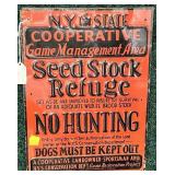 NYS Game Management tin sign, 14" x 11"