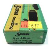 Box of 6mm (.243" Dia.) 100-grain Spitzer BT