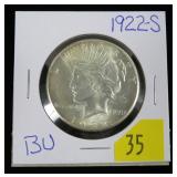 1922-S Peace dollar, BU