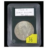 1922-D Peace dollar, BU
