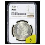 1878-S Morgan dollar NGC slab certified MS-61