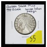 .999 Silver -1929 Indian Head round, 1/4 Troy oz.