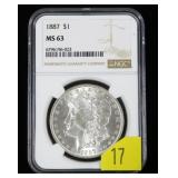 1887 Morgan dollar NGC slab certified MS-63