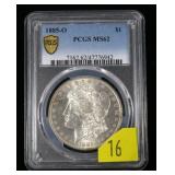 1885-O Morgan dollar PCGS slab certified MS-62