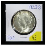 1923-S Peace dollar, BU