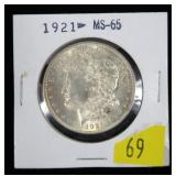 1921 Morgan dollar, gem BU