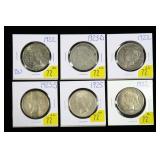 x6- Peace dollars: 3-1922, 1923-D, 1923-S, 1925-x6