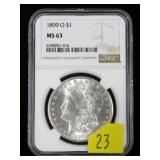 1899-O Morgan dollar NGC slab certified MS-63