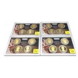 x4- 2010 Proof Presidential dollar sets--x4 sets-