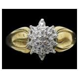 10K Yellow gold diamond accented cluster cocktail