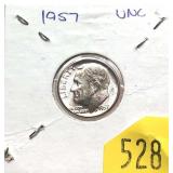 1957 dime, Unc.
