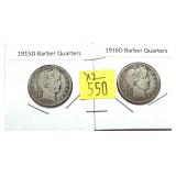 x2- Barber quarters: 1915-D, 1916-D -x2 quarters -