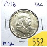 1948 Franklin half dollar, Unc., full bell lines