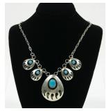 Sterling silver and turquoise 16" bear claw