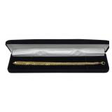 14K Yellow gold 7.75" woven flat chain bracelet,