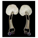 Sterling silver lily pad post earrings with