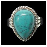 Sterling silver bezel set pear shape turquoise