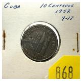 1952 Cuban 10 cents