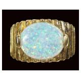 Sterling silver gold wash lab opal band ring,