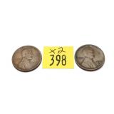 x2- 1913-S Lincoln cents -x2 cents -Sold by the