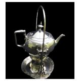 Tilting Teapot, Silverplate, 13" high w/stand &
