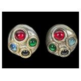 Mid-century modern sterling silver clip earrings,