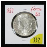 1887 Morgan dollar, frosted BU