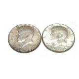 x2- Half dollars, 90% silver, -x2 half dollars,