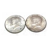 x2- Half dollars, 90% silver, -x2 half dollars,