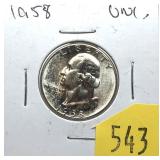 1958 Washington quarter, BU