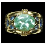 Sterling silver gold wash oval and round cut blue