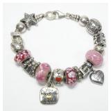 Sterling silver 7.5" charm bracelet with sterling