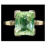 10K Yellow gold emerald cut light green