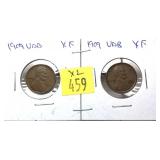 x2- 1909-VDB Lincoln cents, XF -x2 cents - Sold