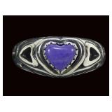 Sterling silver heart shape sugalite ring in heart