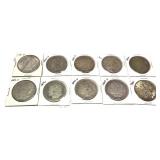 x10- Morgan and Peace dollars, mixed dates,