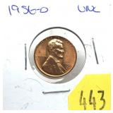 1956-D Lincoln cent, Unc.