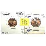 x2- 1958-D Lincoln cents, Unc. -x2 cents -Sold by