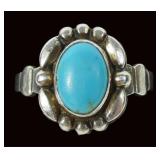 Sterling silver vintage turquoise ring, size 5