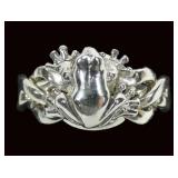 Sterling silver 4-band frog puzzle ring, new,