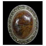 Sterling silver bezel set agate ring with