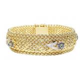 14K Yellow gold patterned mesh bracelet with