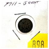 1911 Canadian 5 cent silver