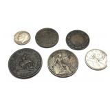 Lot of miscellaneous coins, 6 pcs. with silver