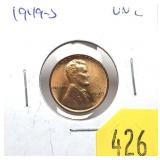 1949-S Lincoln cent, Unc.