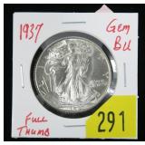 1937 Walking Liberty half dollar, gem BU