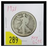 1921 Walking Liberty half dollar, key date